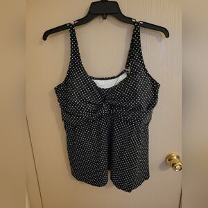 Shade And Shore Black Polka Dot Swim Top Womens Plus Size 22 NWT
